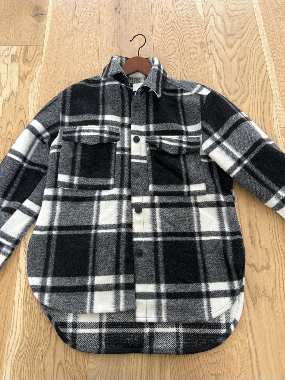 H&M Black White Gray Plaid Shacket